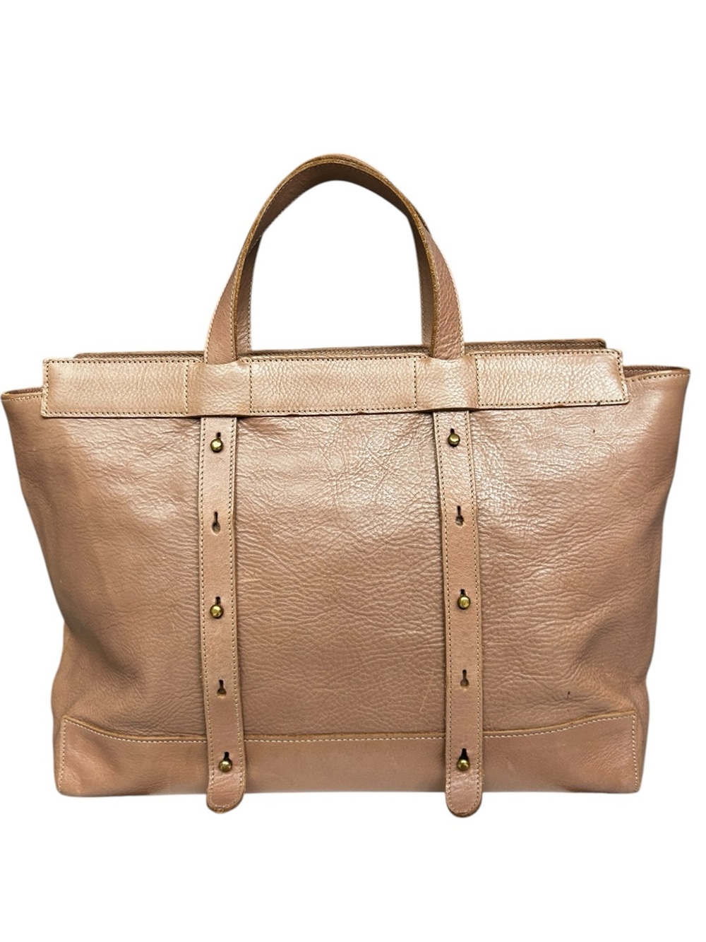 Il Bisonte Leather Adjustable Strape Tote Bag Made in Italy Pink Blush Tone